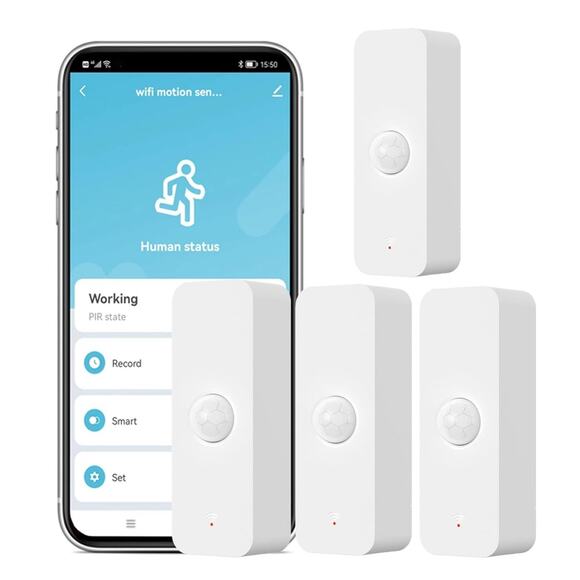 Smart Live Wifi PIR Motion Sensor 4 Pack detects human body movement - Picture 1 of 7